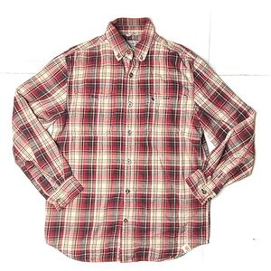 Carhartt Mens Medium Flannel Long Sleeve Shirt Plaid Red 100% Cotton Button Down